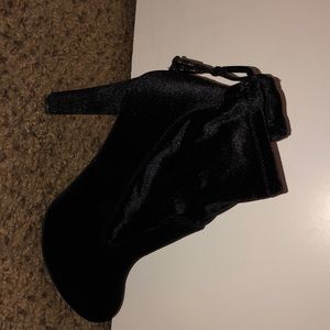 Black velvet booties